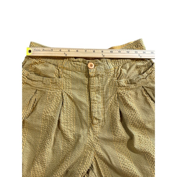 Free People Barrel Pleated Striped High Waisted Pants Mustard Size Medium - Picture 4 of 8